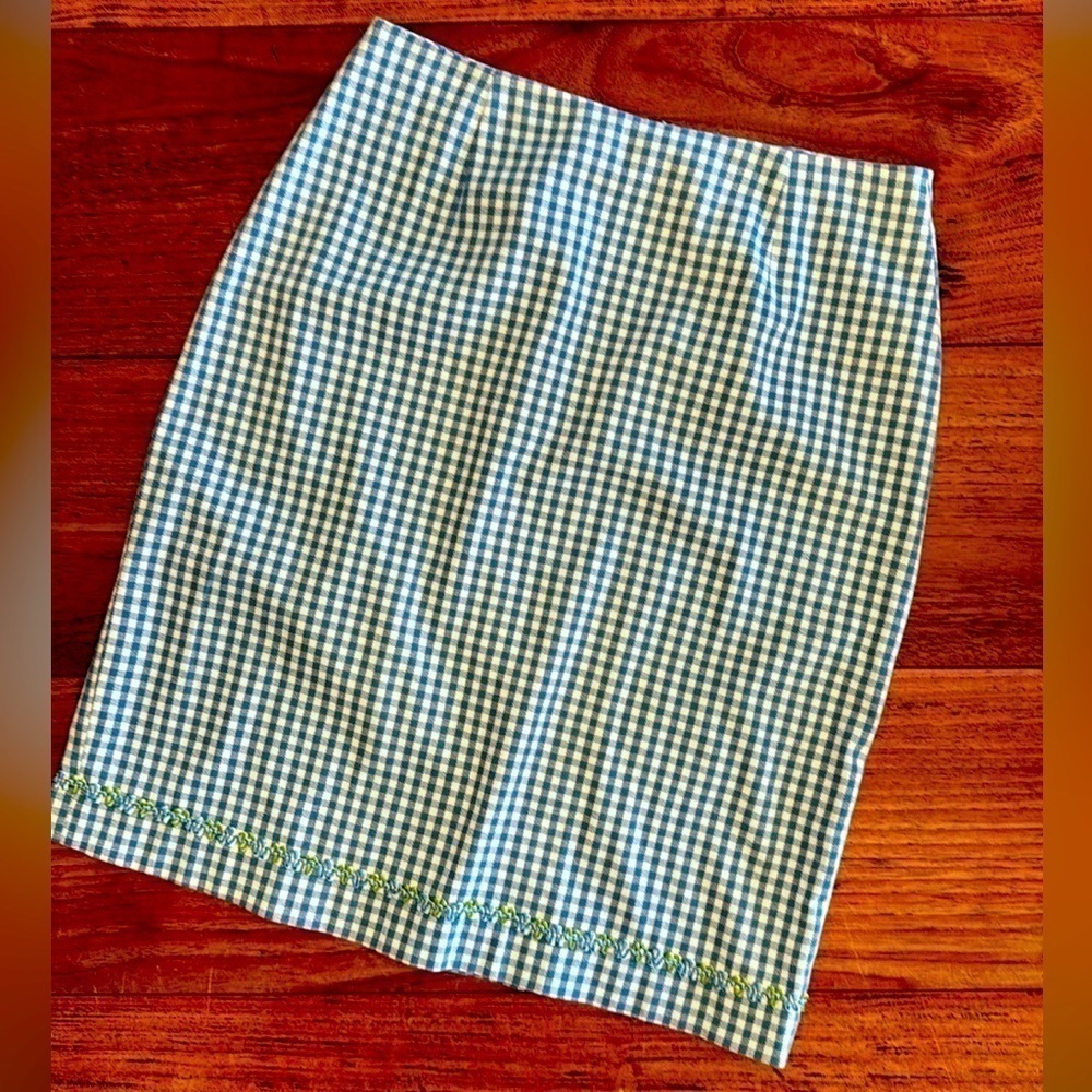 Vintage Talbots Stretch Gingham Pencil Skirt / 6 - Picture 1 of 9